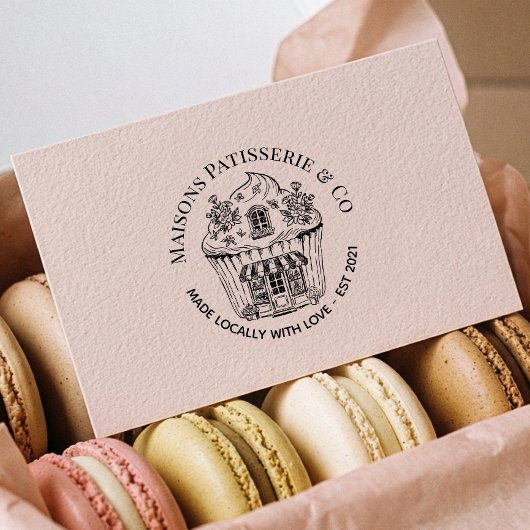 Hand Drawn Floral Cupcake Shop Bakery Business  ラバースタンプ