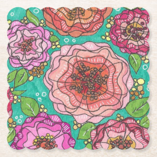 "Hand-drawn Floral Delight Coaster Set" ペーパーコースター