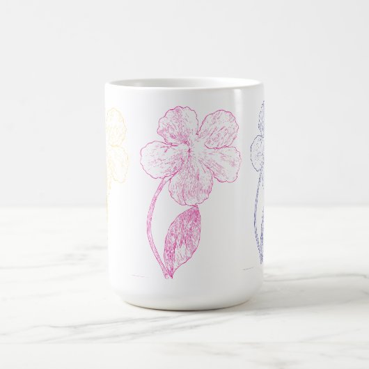 Hand-Drawn Floral Design Mug コーヒーマグカップ (中央)
