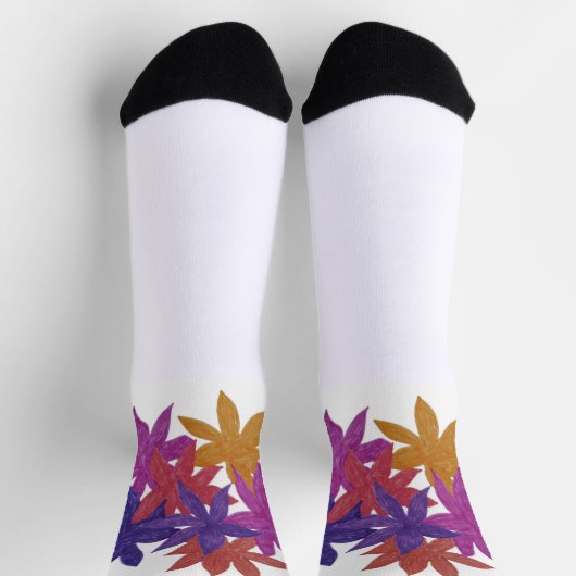Hand-drawn Floral Design Socks ソックス (上部)