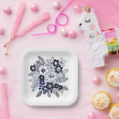 Hand Drawn Floral Motif  ペーパープレート (パーティー)