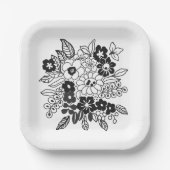 Hand Drawn Floral Motif ペーパープレート (正面)