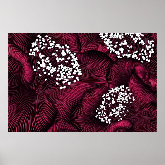 Hand drawn floral pattern with camelia flowers ポスター (正面)