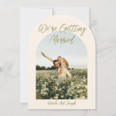 Hand Drawn Floral Summer Arched Photo Wedding 招待状 (裏面)