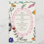 Hand Drawn Floral Whimsy Elegant Simple Menu チラシ (正面)