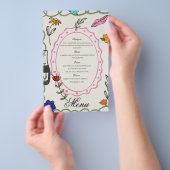 Hand Drawn Floral Whimsy Elegant Simple Menu チラシ (ハンドル)