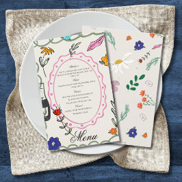 Hand Drawn Floral Whimsy Elegant Simple Menu チラシ