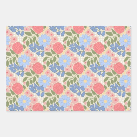 Hand-Drawn Floral Wrapping Paper  ラッピングペーパーシート (正面)