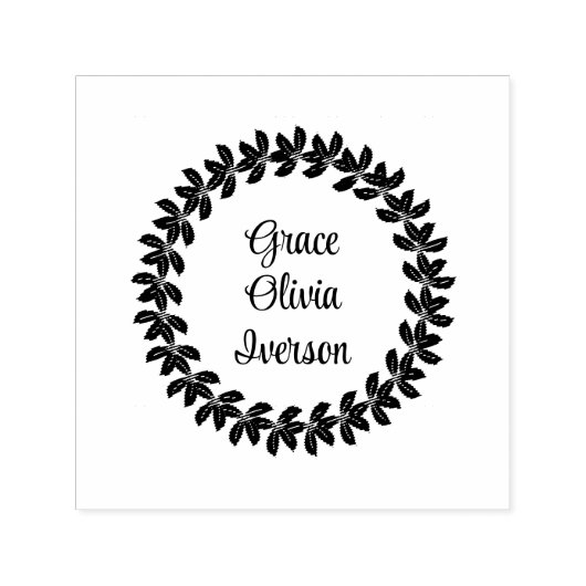 Hand drawn floral wreath セルフインキングスタンプ (デザイン)