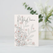 Hand drawn florar Christmas mistletoe ポストカード (スタンド正面)
