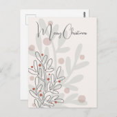 Hand drawn florar Christmas mistletoe ポストカード (正面/裏面)