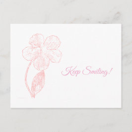 Hand Drawn Flower Minimalist Pink Postcard ポストカード
