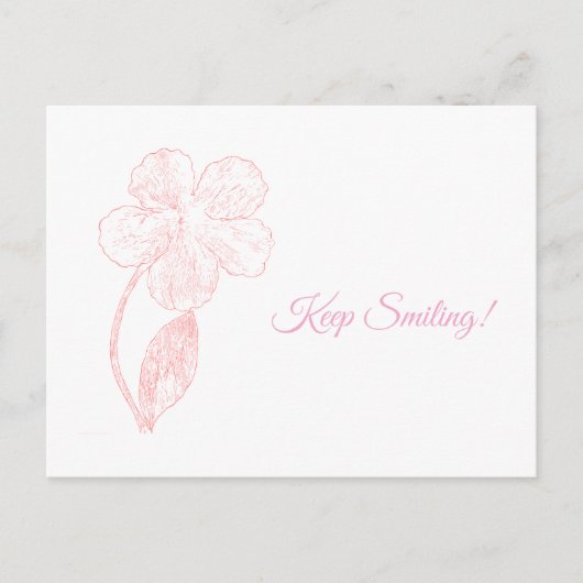 Hand Drawn Flower Minimalist Pink Postcard ポストカード (正面)