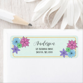Hand-Drawn Flower Return Address Stickers ラベル