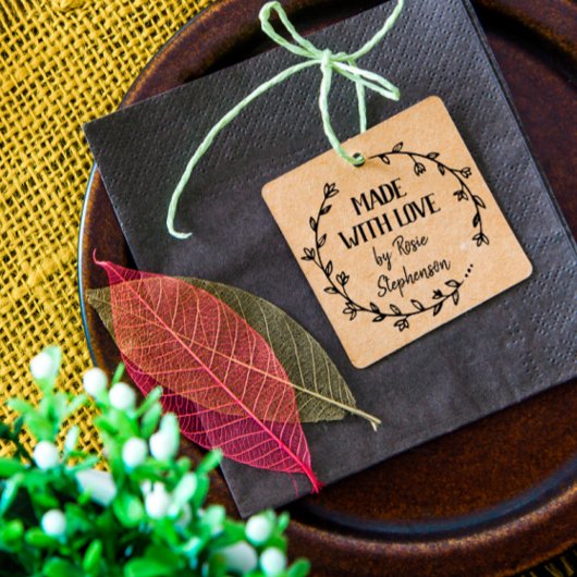 Hand Drawn Flower Wreath Made With Love ラバースタンプ