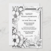 Hand drawn flowers and border Wedding Invitation 招待状 (正面)