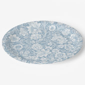 Hand-drawn Flowers,Blue Grey White Botanical Art ペーパープレート (アングル)