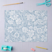 Hand-drawn Flowers,Blue Grey White Botanical Art 薄葉紙 (クラフト)