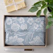 Hand-drawn Flowers,Blue Grey White Botanical Art 薄葉紙 (ギフト)