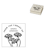 Hand-drawn Flowers Simple Custom Library Book ラバースタンプ (押印)