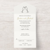 Hand Drawn Flutes Doodle Modern Wedding オールインワン招待状 (内側)