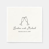 Hand Drawn Flutes Doodle Modern Wedding スタンダードカクテルナプキン (正面)