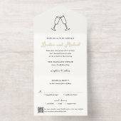 Hand Drawn Flutes Doodle QR Code Modern Wedding オールインワン招待状 (内側)