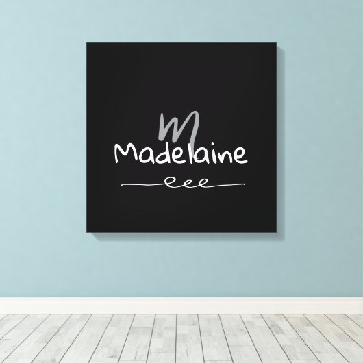Hand Drawn Font Monogram Black White  キャンバスプリント (インサイチュ (ウッドフロア))