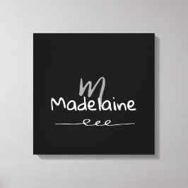 Hand Drawn Font Monogram Black White キャンバスプリント