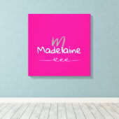 Hand Drawn Font Monogram Pink White  キャンバスプリント (インサイチュ (ウッドフロア))
