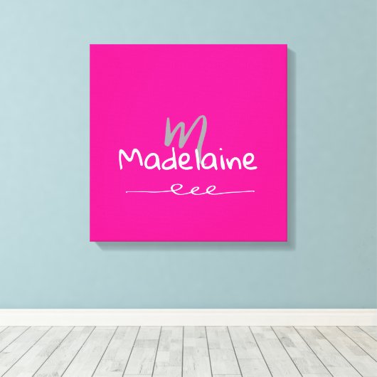 Hand Drawn Font Monogram Pink White  キャンバスプリント (インサイチュ (ウッドフロア))