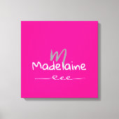 Hand Drawn Font Monogram Pink White  キャンバスプリント (正面)