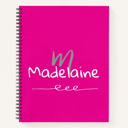Hand Drawn Font Monogram Pink White ノートブック (正面)