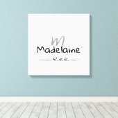 Hand Drawn Font Monogram White Black  キャンバスプリント (インサイチュ (ウッドフロア))