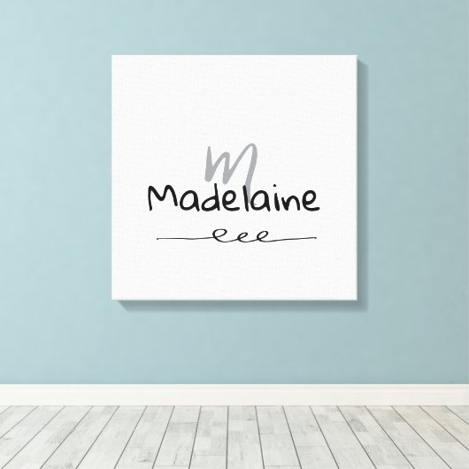 Hand Drawn Font Monogram White Black キャンバスプリント (インサイチュ (ウッドフロア))