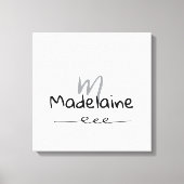 Hand Drawn Font Monogram White Black  キャンバスプリント (正面)
