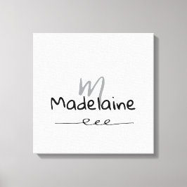 Hand Drawn Font Monogram White Black キャンバスプリント