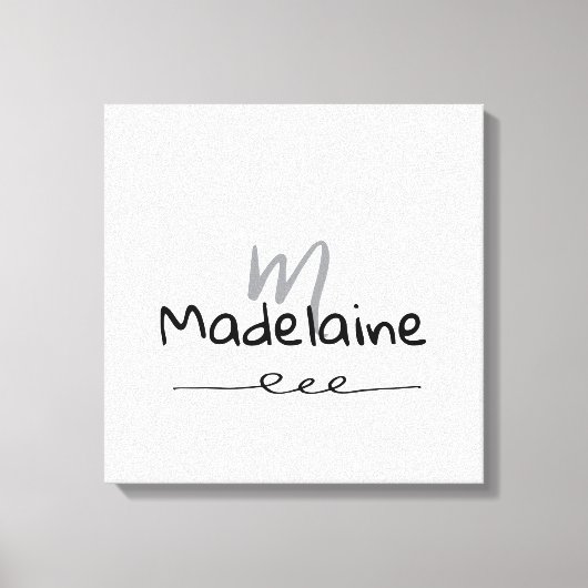 Hand Drawn Font Monogram White Black  キャンバスプリント (正面)