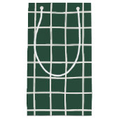 Hand Drawn Forest Green and White Grid Holiday スモールペーパーバッグ (正面)