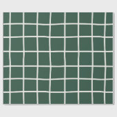 Hand Drawn Forest Green and White Grid Holiday ラッピングペーパー (フラット)