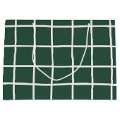 Hand Drawn Forest Green and White Grid Holiday ラージペーパーバッグ (正面)