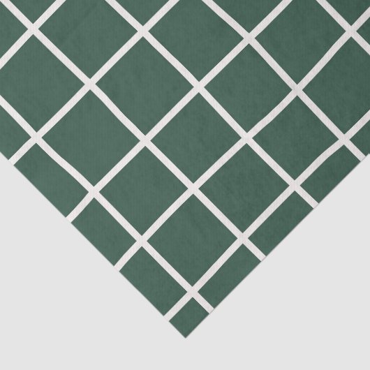 Hand Drawn Forest Green and White Grid Holiday 薄葉紙 (詳細)