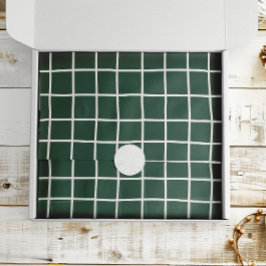 Hand Drawn Forest Green and White Grid Holiday 薄葉紙