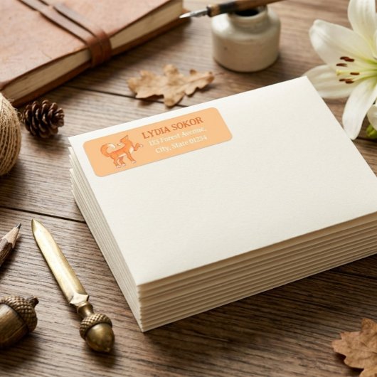 Hand Drawn Fox Custom Return Address Labels ラベル