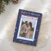 Hand Drawn Frame with Red Bows Merry Married   サンキューカード