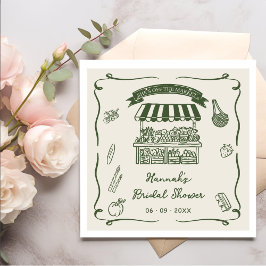 Hand Drawn Fresh Off the Market Bridal Shower スタンダードカクテルナプキン