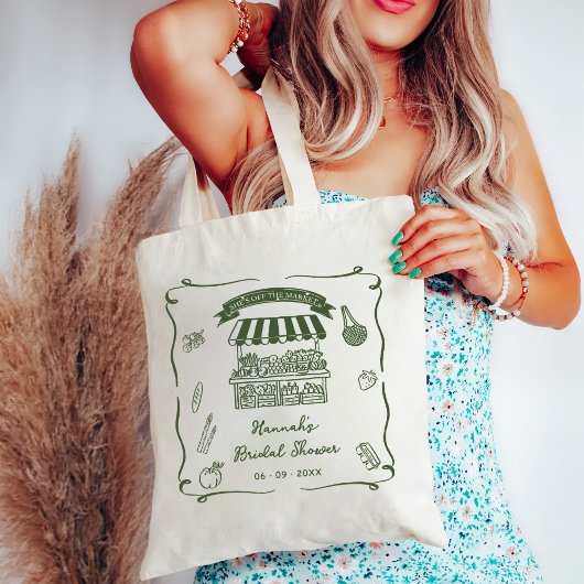 Hand Drawn Fresh Off the Market Bridal Shower トートバッグ