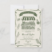 Hand Drawn Fresh Off the Market Bridal Shower 招待状 (正面)