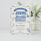 Hand Drawn Fresh Off the Market Bridal Shower 招待状 (スタンド正面)
