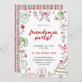 Hand Drawn Friendsmas Christmas  Invitation 招待状 (正面/裏面)